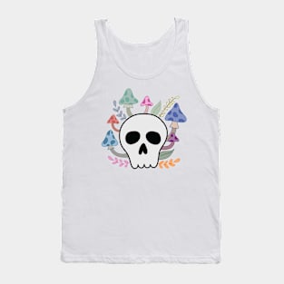 Skull with Mushrooms and Flowers Tank Top